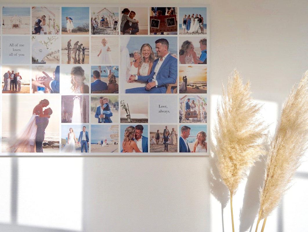 Foto-wanddecoratie onderhouden in een warm interieur