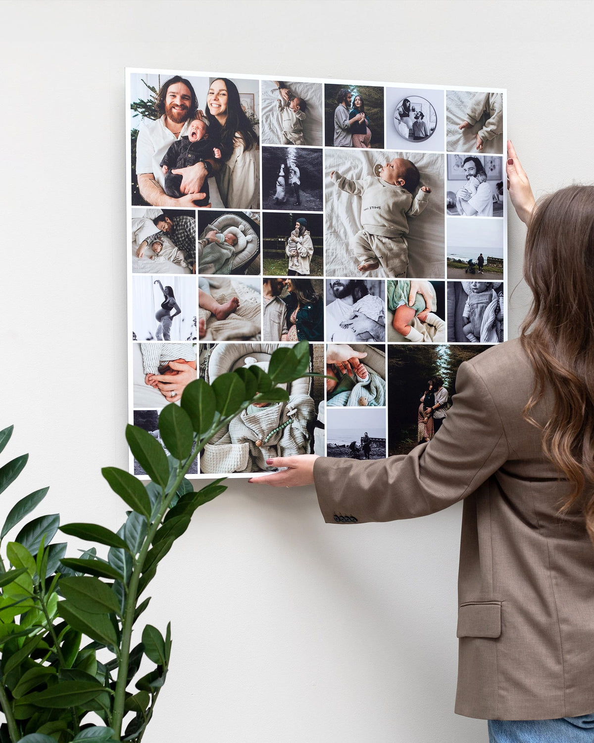 Fotocollage auf Aluminium, quadratisch — eigene Fotos auf Dibond, handgefertigt in den Niederlanden
