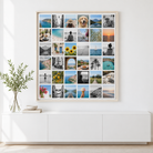Instawall Canvas Square Fotoleinwand mit naturfarbenem Schattenfugenrahmen an der Wand