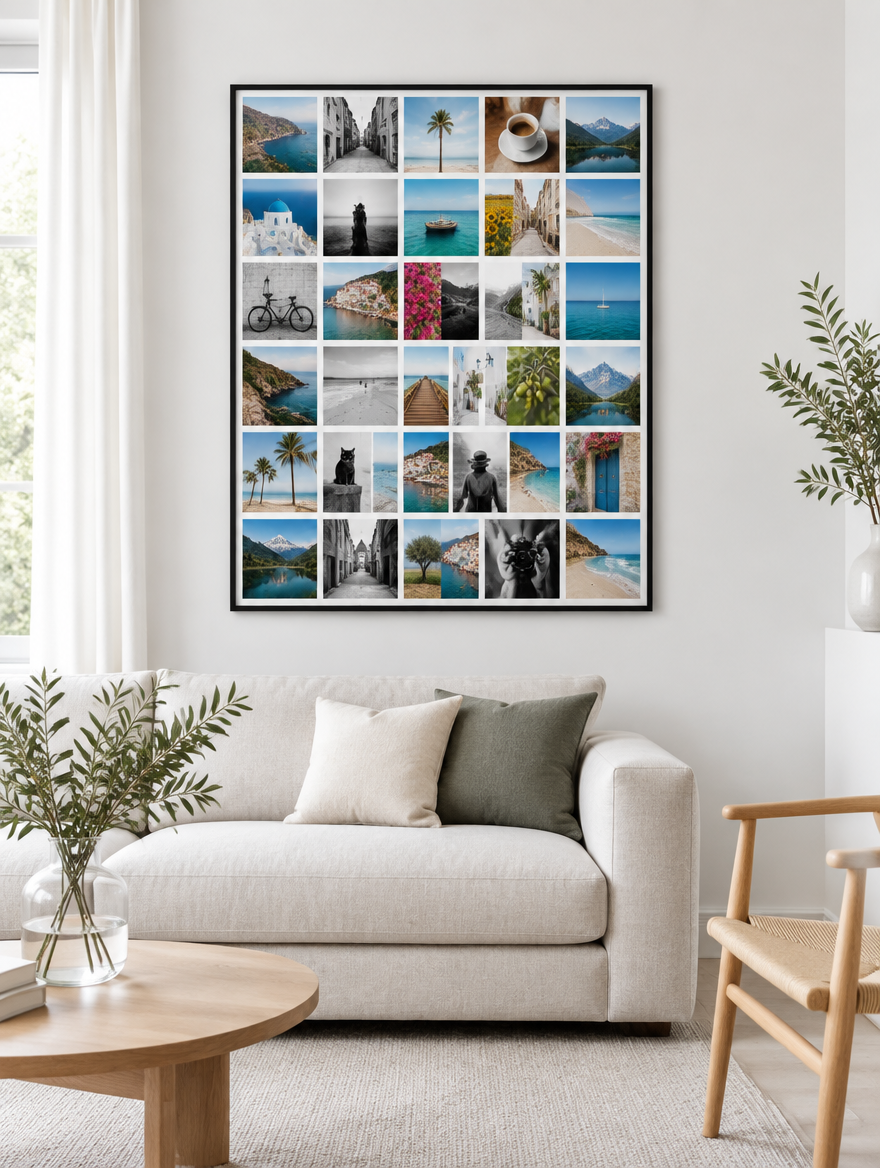Instawall Canvas Portrait große Fotoleinwand mit schwarzem Baklijst-Rahmen an der Wand